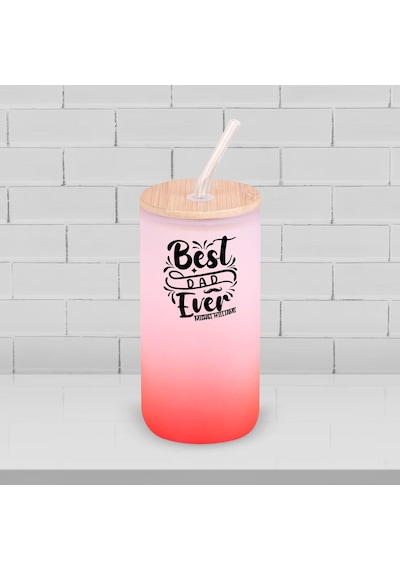 Bk Gift İsimli Dad Tasarımlı Kırmızı Renk Pipetli Buzlu Cam Bardak 600ml - 5, Babaya Hediye, Doğum Günü Hediyesi Kobitmeyen137848 Bk Gift