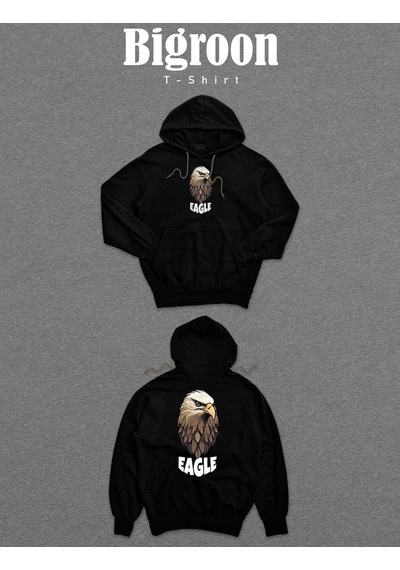 Eagle Kara Kartal Keskin Bakış Pençe Sweatshirt Unisex Kapüşonlu Hoodie 001