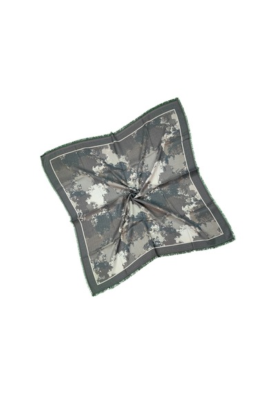 Mim Eşarp Ebruli Kışlık Desenli Eşarp 95x95 Cm Füme - Krem