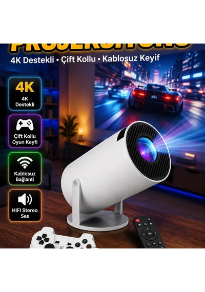 4k Kablosuz Oyun Projektörü Çift Kollu, Android 11 Ve 10.000 Oyunlu