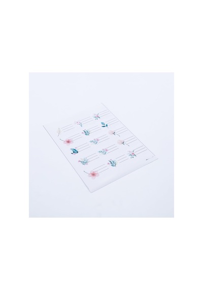 Sticker, Karışık Çiçekler İsimlik, Okul Etiketi, 4.7x3 Cm, 150 Adet 20 Sayfa Tek Ebat Altın - Siyah