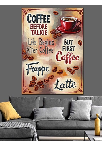 Ahşap Tablo Kahve Zamanı Yazılı Poster