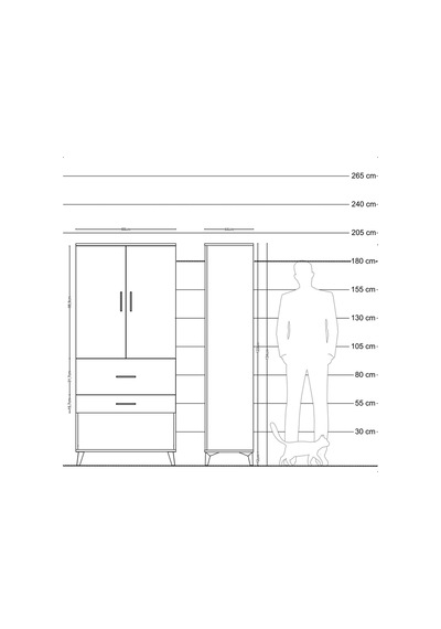 Hyperion Dolap Tek Raflı 2 Çekmeceli Tek Askılı 88x44x195 Ayt... Aytaşı