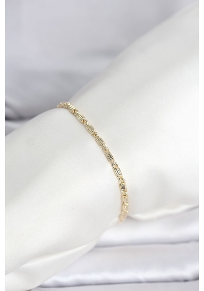 Cm 14k Gold Renk Burgu Zincirli Model Kadın Bileklik Çok Renkli