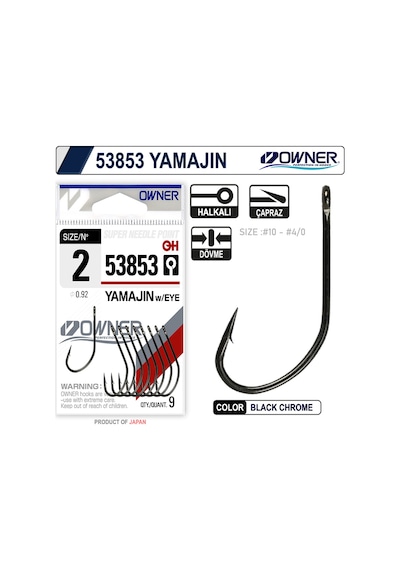 Owner 53853 Yamajin With Eye Black Chrome İğne 5-0