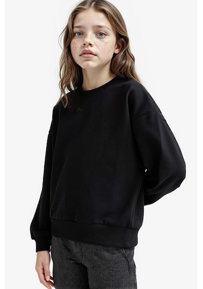Defacto Kız Çocuk Relax Fit Bisiklet Yaka Slogan Baskılı 2li Sweatshirt E6473a825aubk81 Siyah