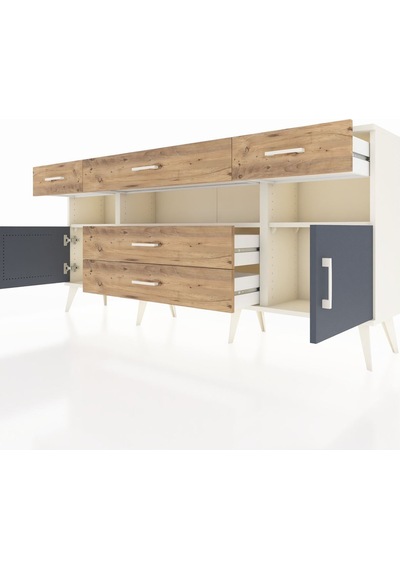 Arges Konsol 3 Raflı 5 Çekmeceli 2 Kapaklı 176x30x83 Aytaşı-antrasit/çam Antrasit/çam Arges Konsol 3 Raflı 5 Çekmeceli 2 Kapaklı 176x30x83 Aytaşı-antrasit/çam Antrasit/çam