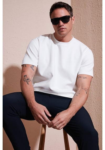 Buratti Pamuklu Regular Fit Bisiklet Yaka Basic Erkek T Shirt 5902772 Ekru