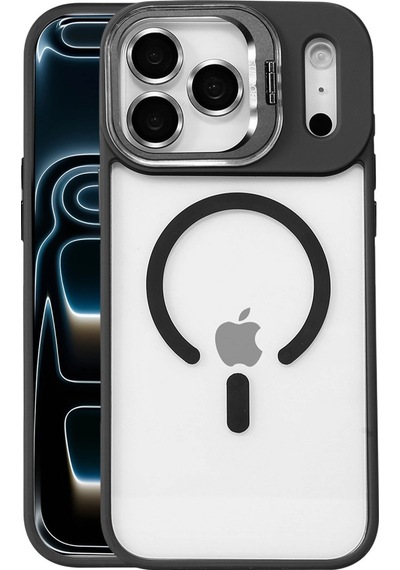 Joko Apple İphone 17 Pro Remim Lensli Magsafe Standlı Kapak - Siyah 0.2M-Çok Renkli