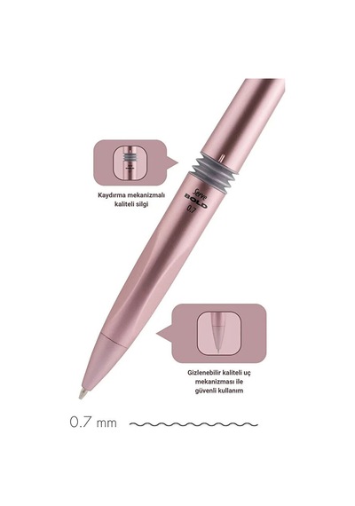 Serve Bold Mekanik Uçlu Kalem 07 Mm Metalik Roze Çok Renkli