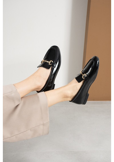 Wolk Shoes Hend Kadın Tokalı Loafer Babet Siyah - 852246869 Siyah