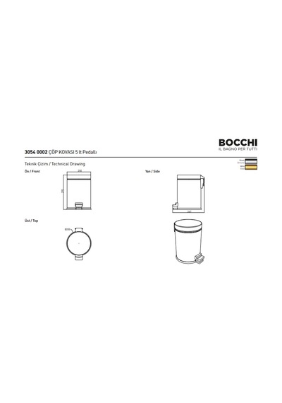 Bocchi Çöp Kovası Pedallı 5 Litre Altın 3054-0002-eg Renkli