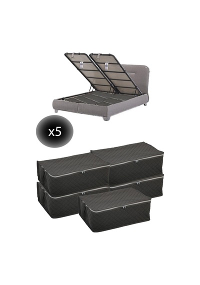 5 Adet Kapitoneli Bazaaltı Hurç 60x40x22 - Büyük Boy Baza Hurcu Gri Tela 60 X 40 Gri Tr Diğer
