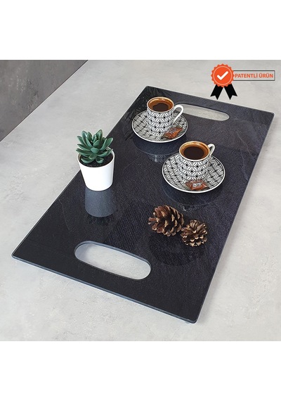 Decorita Cam Tepsi Black Rock 29Cm X 52Cm