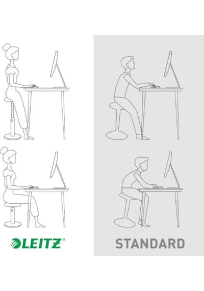 Leitz Ergo Active Hareketli Tabure 2si 1 Arada - Gri - Kod:65180089 Gri