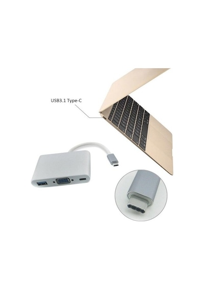 Usb 3.1 Type C To Vga Usb 3.0 4961P Çevirici Dönüştürücü Adaptor