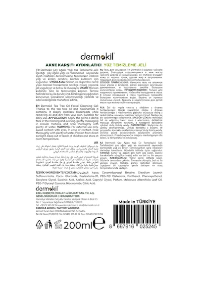 Dermokil Çay Ağacı Akne Karşıtı Yüz Temizleme Jeli 200 Ml