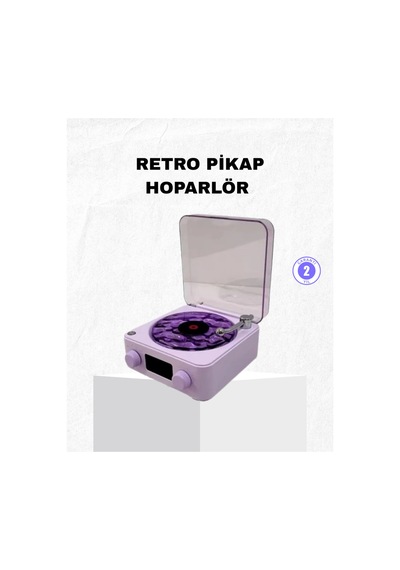 Retro Pikap Hoparlör Bluetooth Aux Usb Typec Projektörlü 360 Sesli Taşınabilir