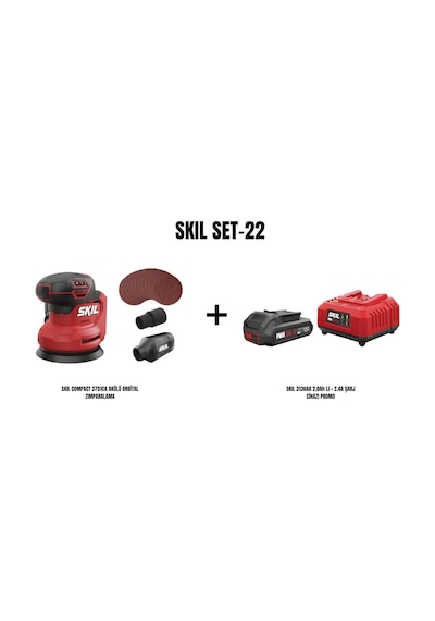 Skil Set-22 Skil Compact 3751CA Akülü Orbital Zımparalama + Skil 3136AA 2.0AH Li + 2.4A Şarj Cihazı Promo