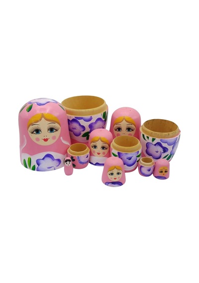 Ahşap Matruşka Bebek Altılı Set Açık Pembe No.2