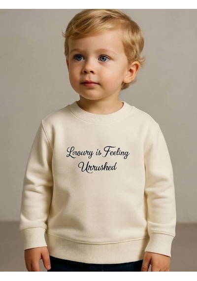 Zekids Erkek Çocuk Luxury Yazılı Sweatshirt-16192 Ekru