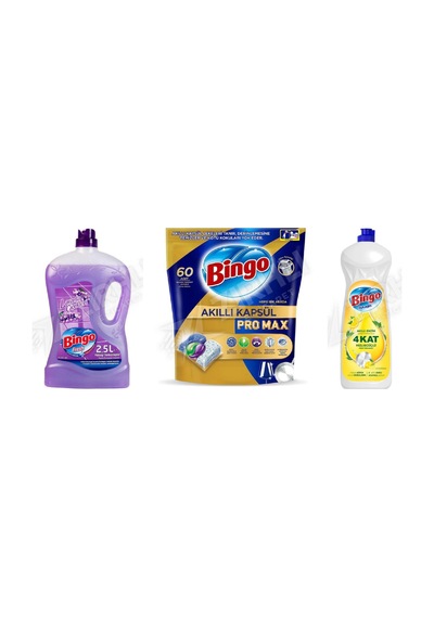 Bingo Yüzey Tem. Fresh 2.5 Lt + Pro Tablet 60'lı + Bulaşık Deterjanı 650 Ml 3'lü Set Diğer