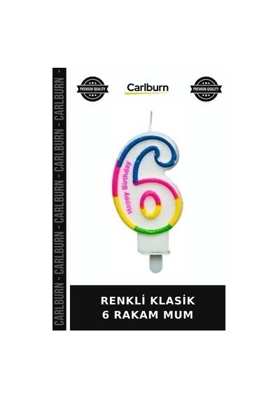 Premium Renkli Klasik 6 Rakam Mum Parti Malzemesi Doğum Günü Süsü Özel Gün Çok Renkli