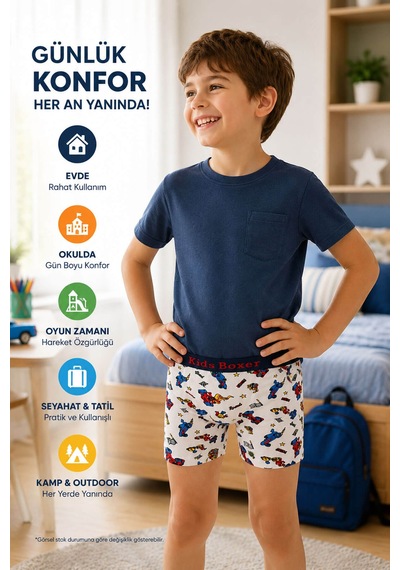 Hepsine Rakip 6 Lı Erkek Çocuk Desenli Boxer Empirme Baskılı Pamuklu Çok Renkli