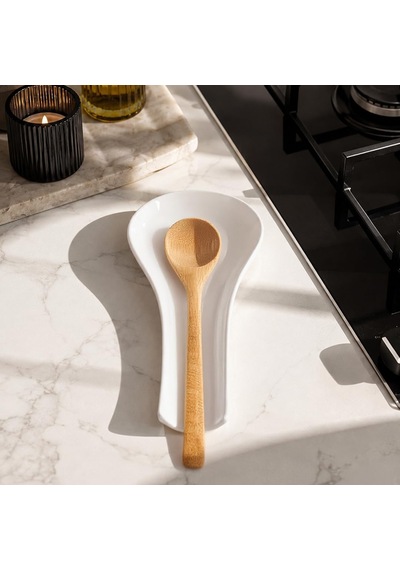 590 Hand Made Porselen Yatay Kaşık Altlığı 27 Cm Tezgah Üstü Yemek Kaşığı Ve Kepçe Tutucu Düzenleyici Stand