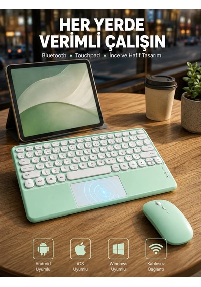 Bluetooth Touchpad Klavye Ultra İnce Taşınabilir Q Klavye Yeni Nesil 40690298