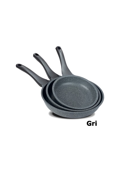 Thermoad 3'Lü Granit Döküm Tava Seti 20 Cm 24 Cm 28 Cm Vizon