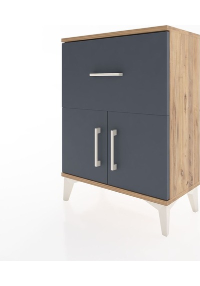 Arges Komodin 3 Raflı Tek Çekmeceli 2 Kapaklı 60x30x80 Çam-an... Çam
