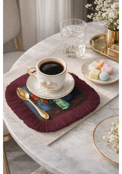 Sanatsal Çiçek Aranjmanlı Püsküllü Sunum Peçetesi-vintage Stil Bordo Rustik Bardak Altlığı Mendil Koyu Fırtına Siyah Sanatsal Çiçek Aranjmanlı Püsküllü Sunum Peçetesi-vintage Stil Bordo Rustik Bardak Altlığı Mendil Koyu Fırtına Siyah