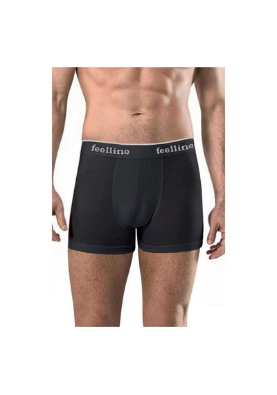 10 Adet Feelline Siyah Pamuklu Doğal Likralı Erkek Boxer Siyah