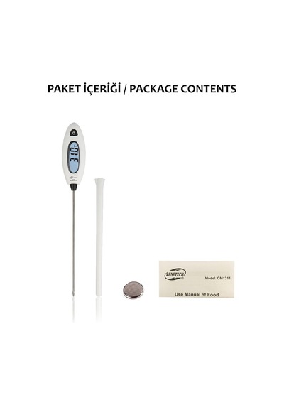 Gm1311 Dijital Saplamalı Yemek Termometresi, Beyaz, 24.2 Cm