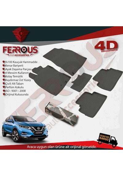 Turkmenaksesuar Nissan Qashqai 4D Paspas Siyah ve Techna Bagaj Havuzu 2014 ve Üst