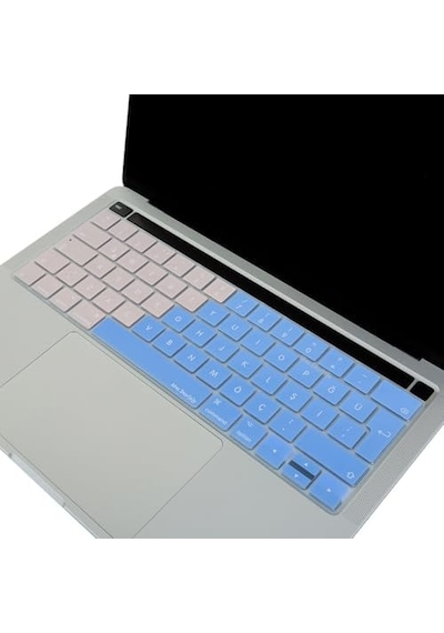 Türkçe Q Keyboard Cover Macbook Pro Touch Bar 13 15 Uyumlu A1706 A1989 A2159 A1707 A1990 Uk Iso Ters L Enter Silikon Klavye Koruyucu Pembe Mavi