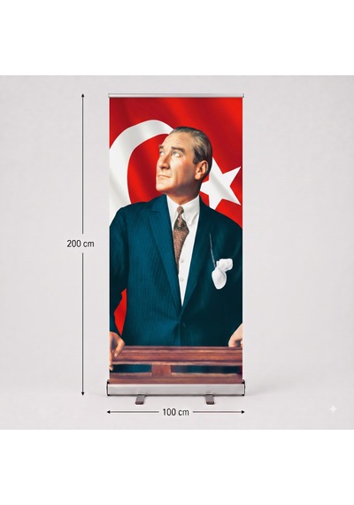 Atatürk Poster Baskılı Roll Up Banner 100x200cm No:1 Diğer