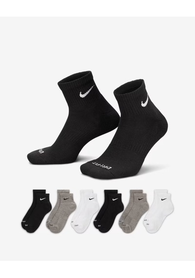 Nike Sx6899-965 Everyday Plus Destekli Bilek Antrenman Çorapları 6 Çift Karışık