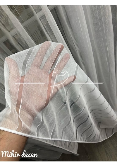Tül Perde Kampanyalı Düz 3 Farklı Desen Etek Kurşun Sarım Ekru