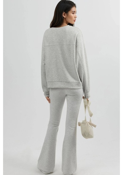 Hiccup Busem Rahat Kesim Bisiklet Yaka Modal Sweatshirt Açık Gri