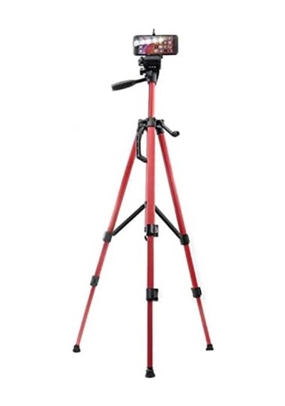 3366 Alüminyum Cep Telefonu İçin Su Terazili Tripod 140 Cm Pro Kırmızı