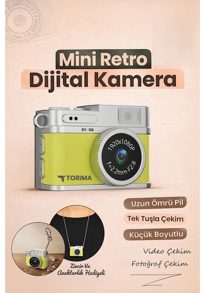 Torima CMR35 Mini Dijital Kamera Selfie Video Vlog Kamerası Mini Anahtarlık 1080p