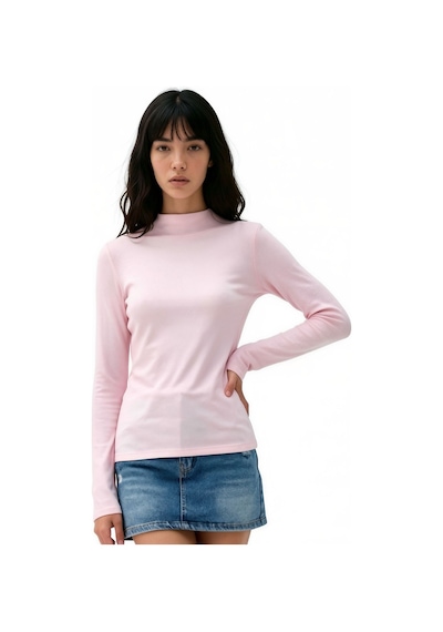 Hiccup Busem Dar Kesim Pamuklu Yarım Balıkçı Bluz Toz Pembe
