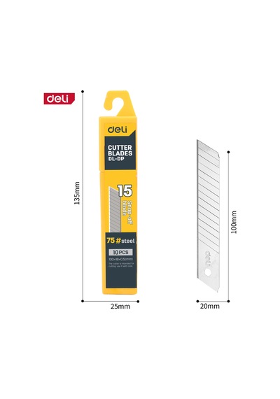 Delı Profesyonel 18mm Maket Bıçağı Yedeği 15 Li