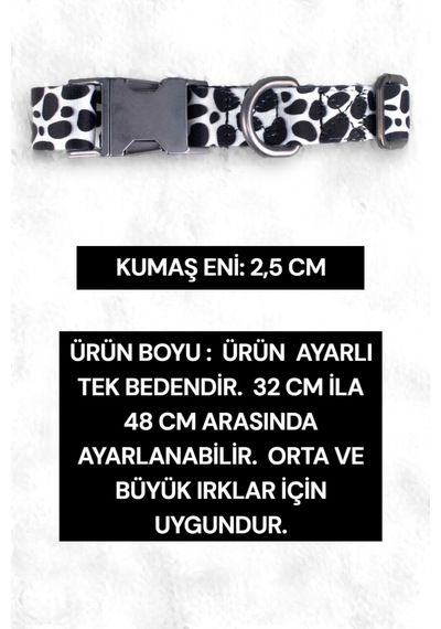 Caramelos İsimli Köpek Tasması, Orta Ve Büyük Irk Köpek Tasması S Beyaz - Siyah