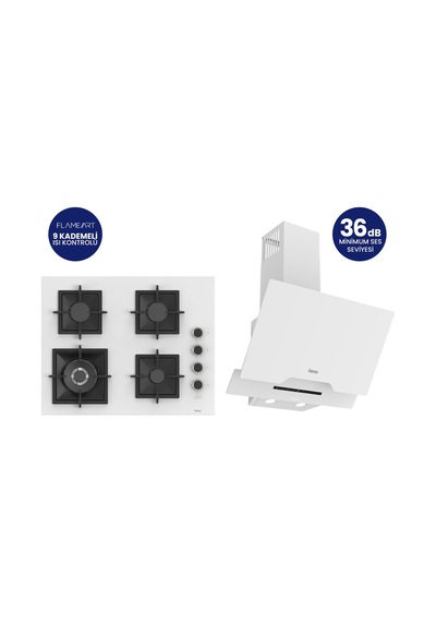 Ferre SC406-WFA+D064-SA 2'li Döküm Izgara Ankastre Set Beyaz