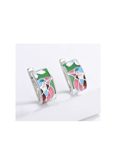 Glaze Bird El Yapımı Emaye 925 Ayar Gümüş Özel Tasarım Mavi Spinel Kuş Etnik Küpe Turkuaz