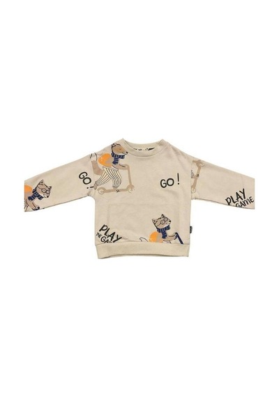 Zekids Erkek Çocuk Go Yazılı Sweatshirt-14665 Taş