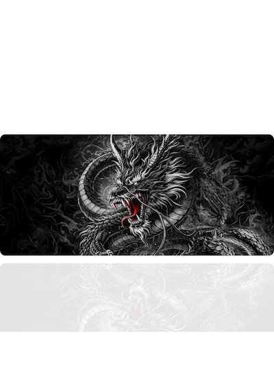 90x40 Cm Ejderha Desenli Oyuncu Gaming Mouse Pad Kaymaz Kauçuk Taban Fare Altlığı Xxl Mousepad Drake Serisi 07
